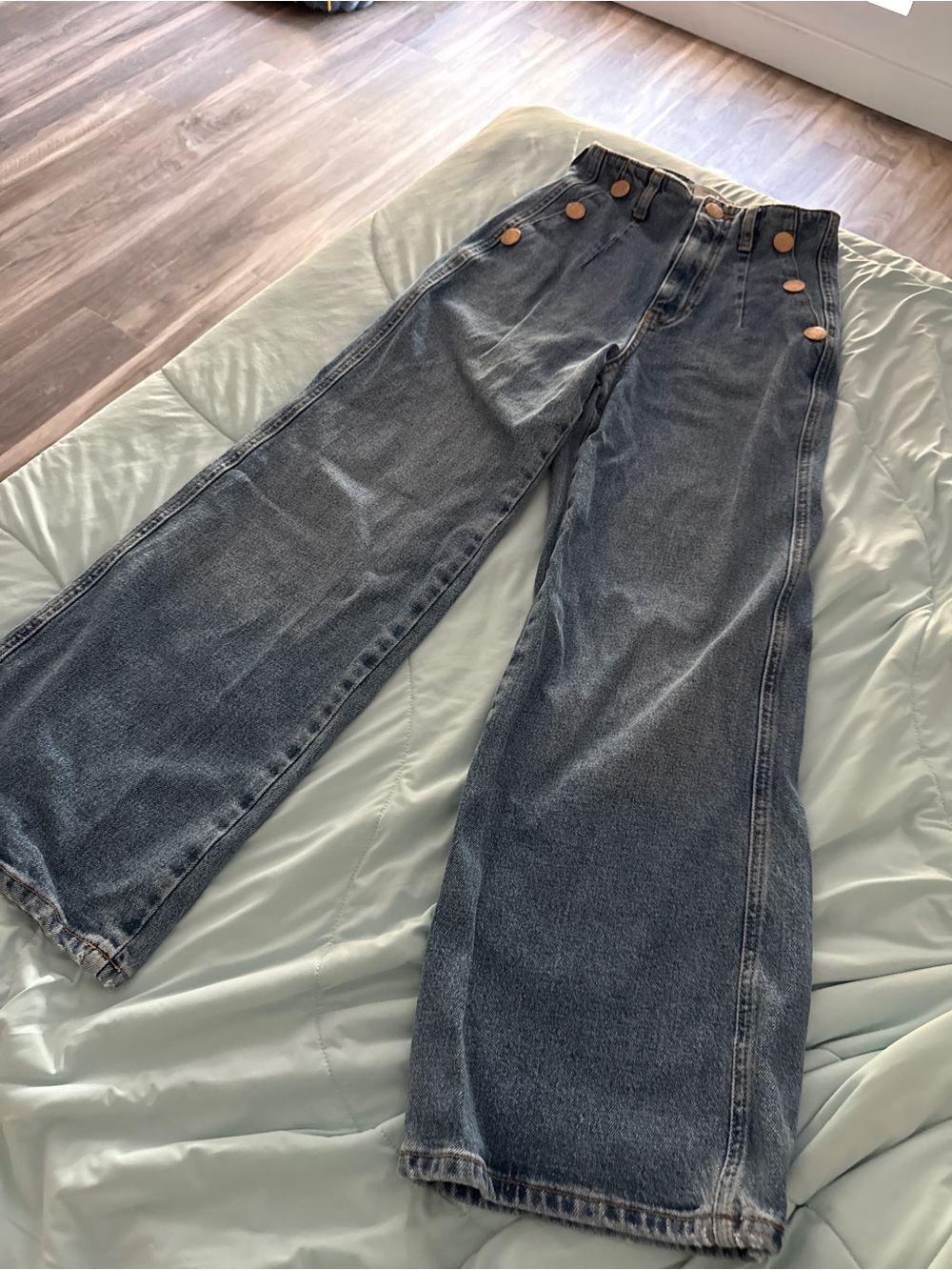 Zara High Rise Denim button sailor inspired